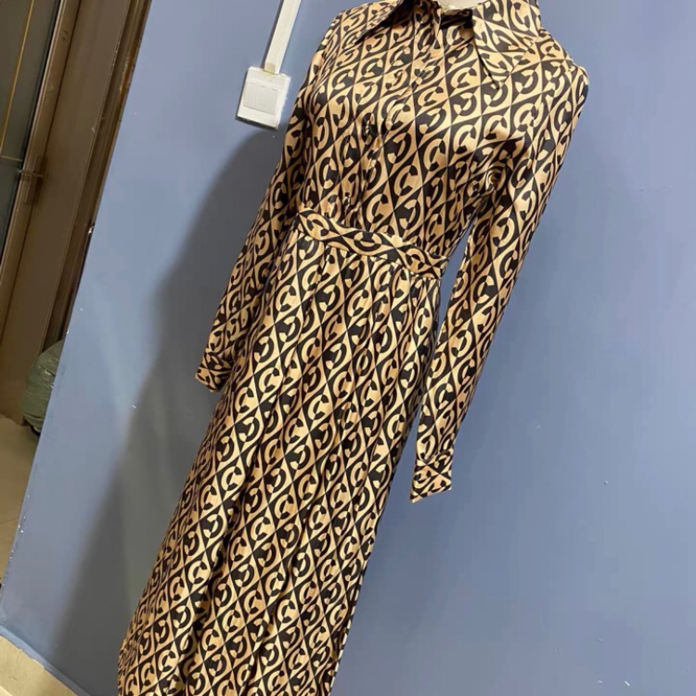 Elegant Patterned Long Sleeve Dress
